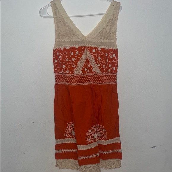 Moulinette Soeurs Dresses & Skirts - Moulinette Soeurs Orange and Cream Lace Dress